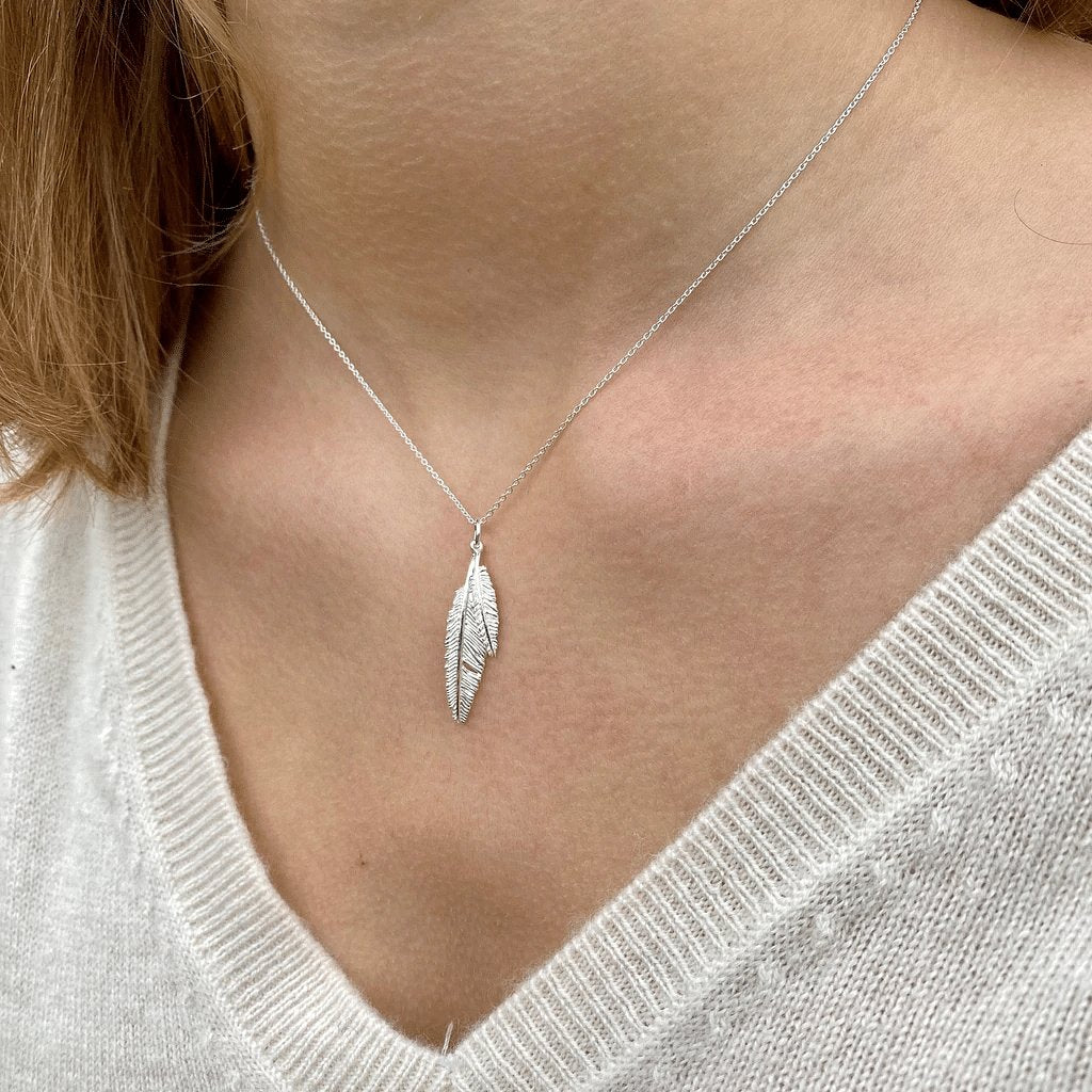 Sterling Silver Feather Necklace - Cotswold Jewellery