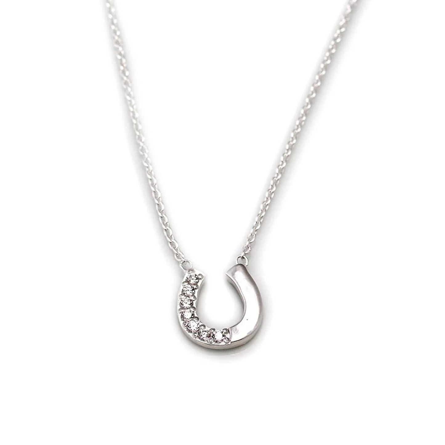 Sparkly Horseshoe Sterling Silver Necklace
