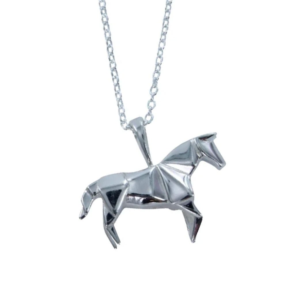 Sterling Silver Origami Horse Necklace - Cotswold Jewellery
