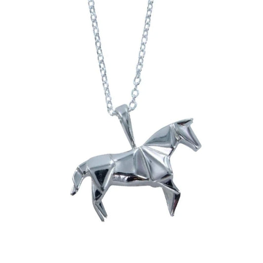 Sterling Silver Origami Horse Necklace - Cotswold Jewellery