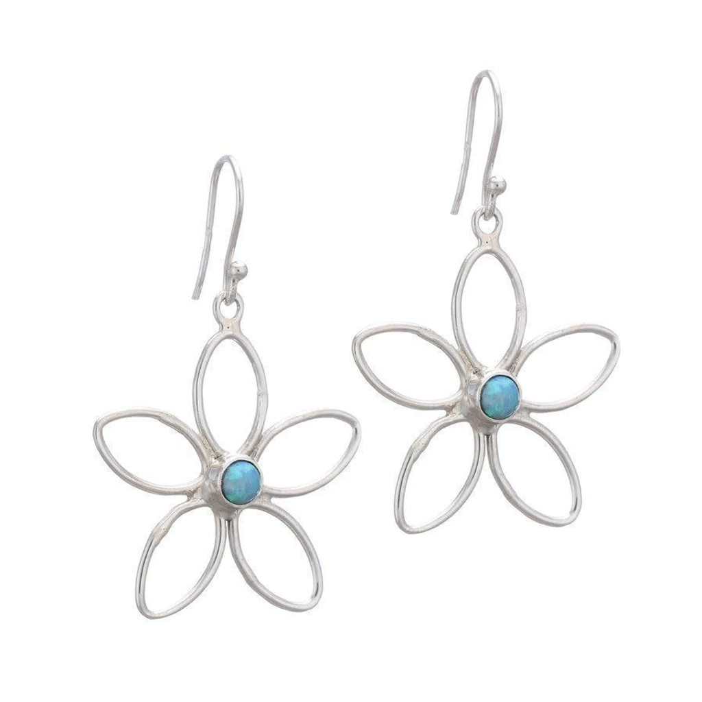 Wire Flower Sterling Silver Earrings - Cotswold Jewellery