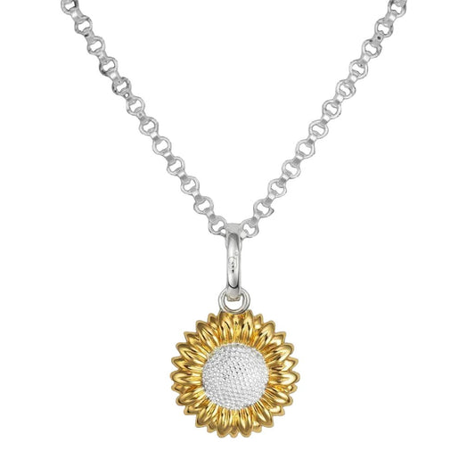 Sunflower Recycled Sterling Silver Necklace - Cotswold Jewellery