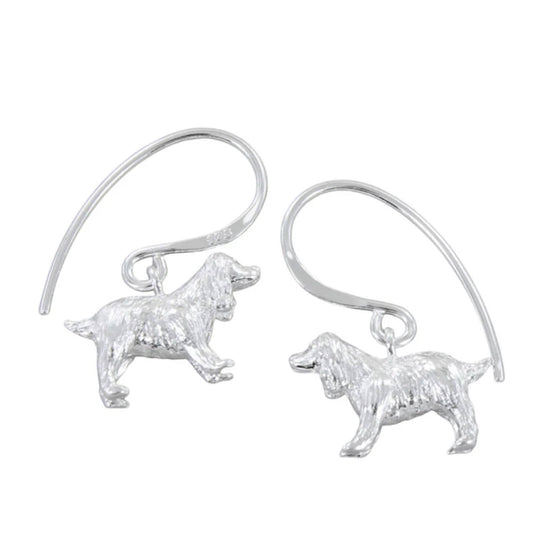 spaniel earrings on white bacgkground