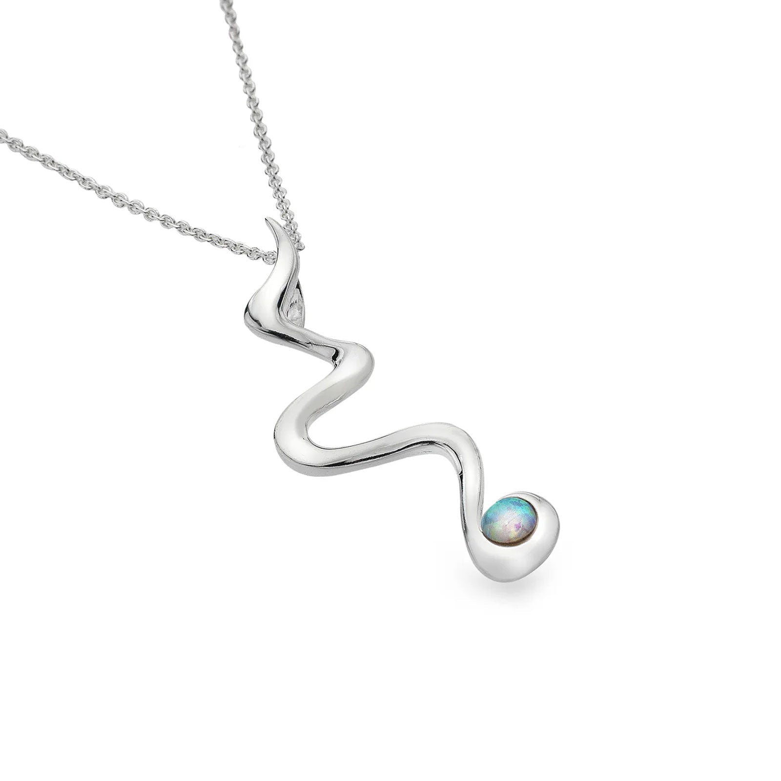 Swirly River Sterling Silver & Opalite Necklace - Cotswold Jewellery