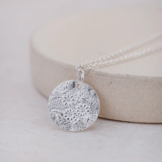 Textured Disc Necklace - Cotswold Jewellery