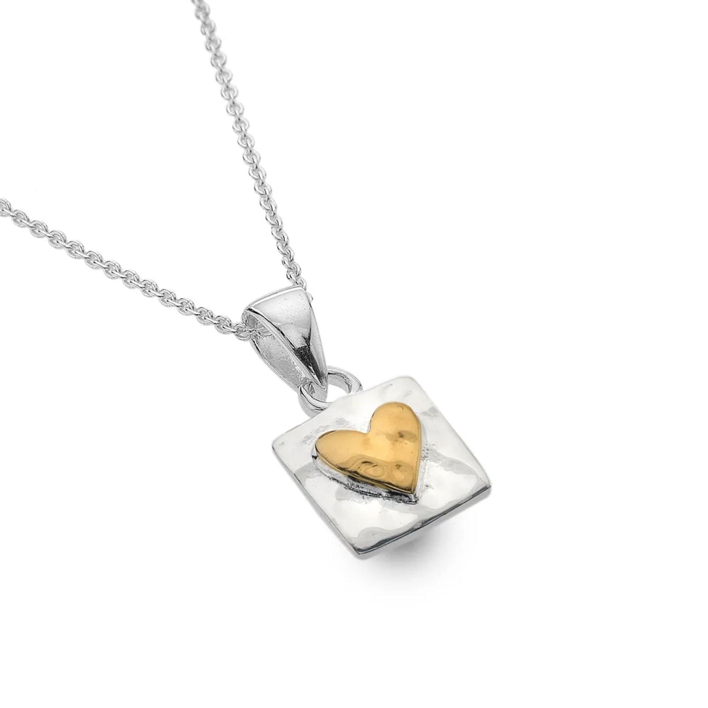 Textured Heart Sterling Silver Necklace - Cotswold Jewellery