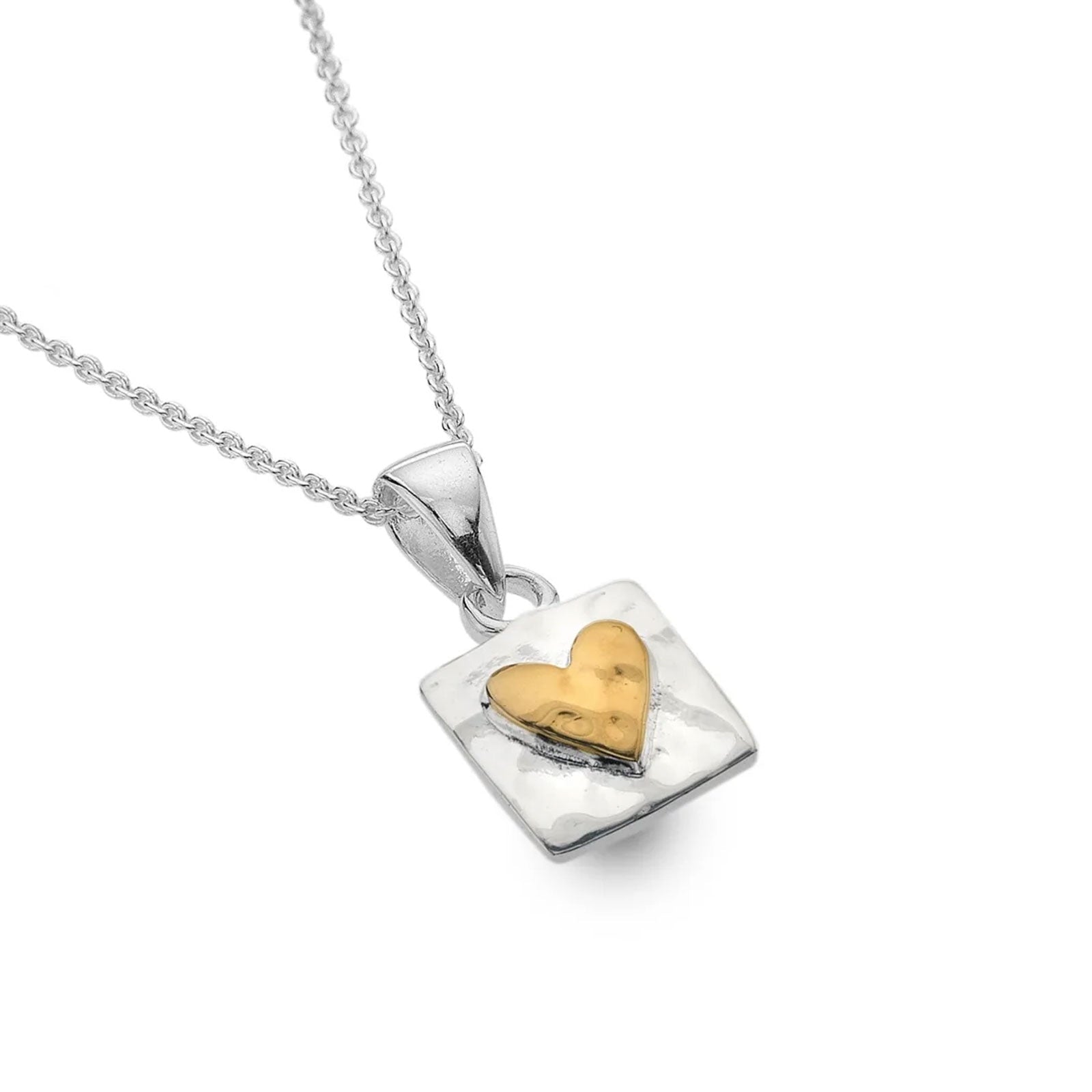 Textured Heart Sterling Silver Necklace - Cotswold Jewellery