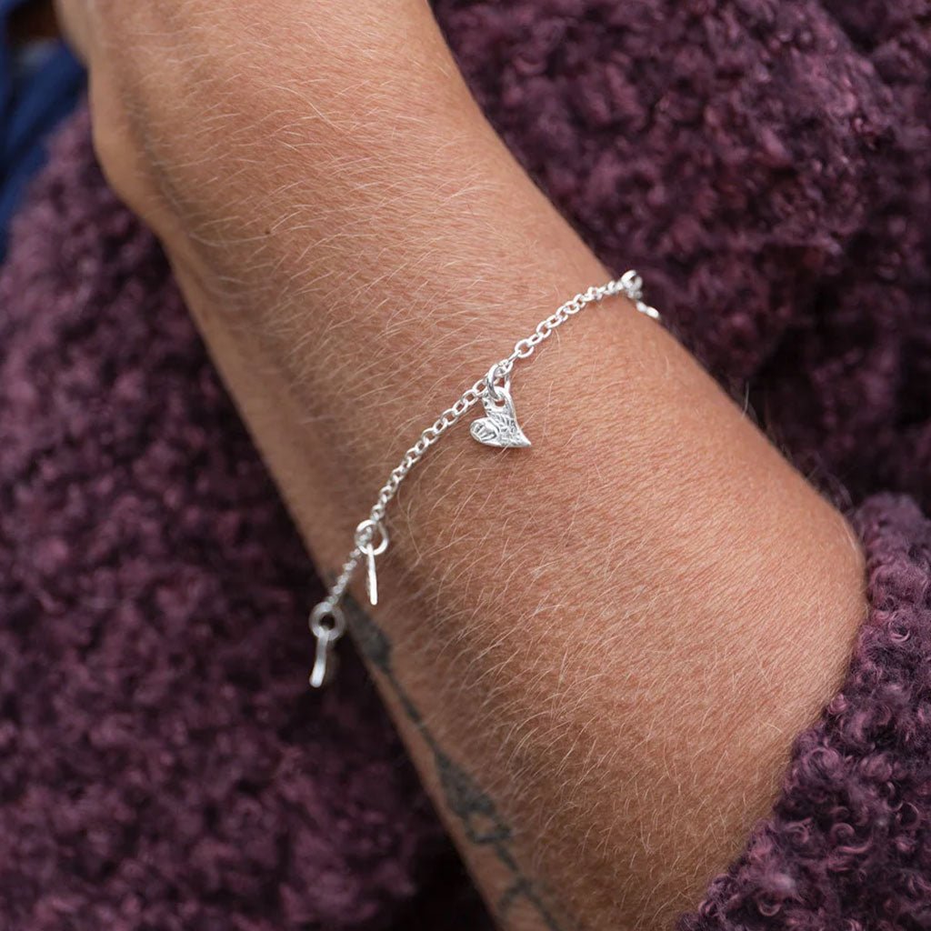 Tilted Hearts Sterling Silver Handmade Bracelet - Cotswold Jewellery