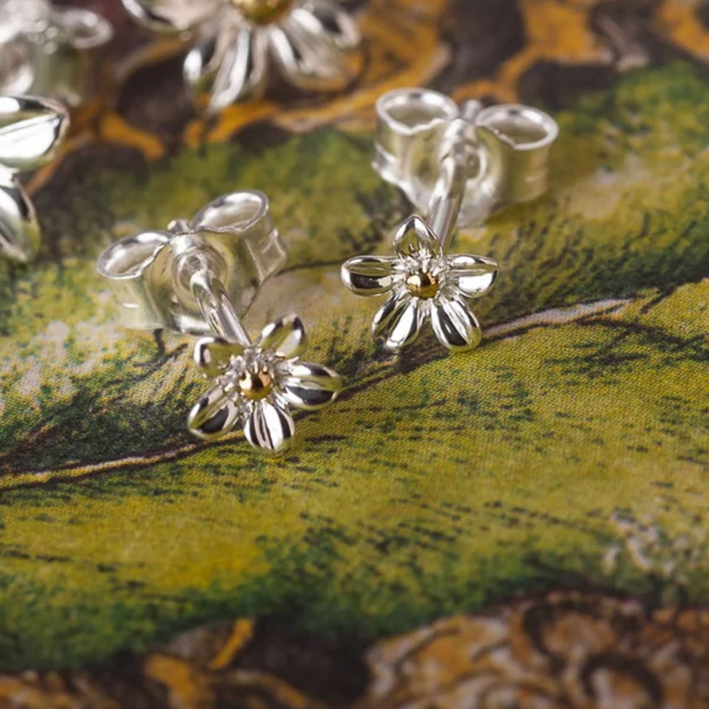Tiny Flower Recycled Sterling Silver Earrings - Cotswold Jewellery