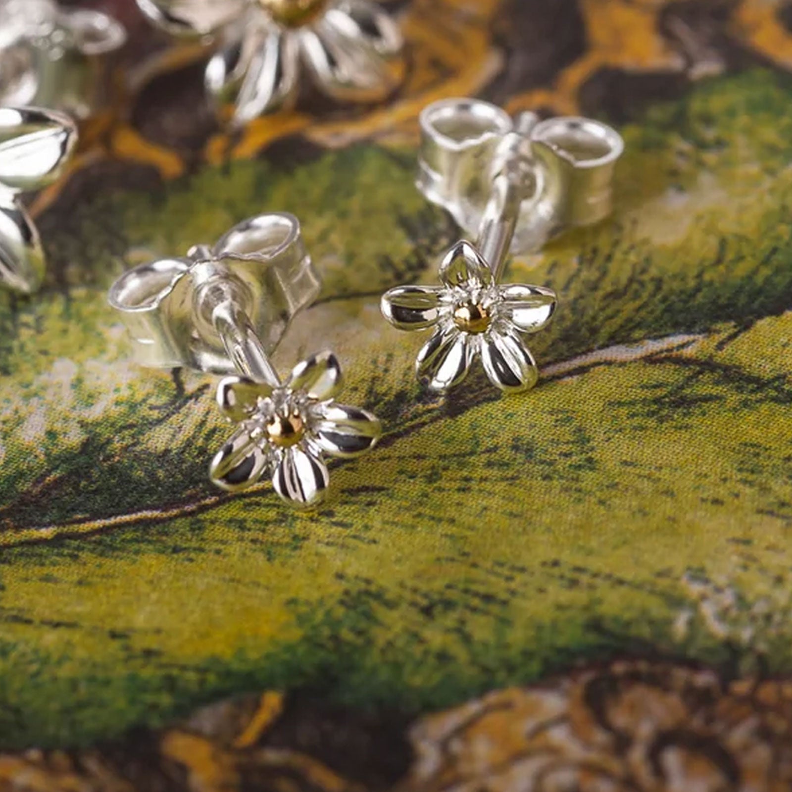 Tiny Flower Recycled Sterling Silver Earrings - Cotswold Jewellery