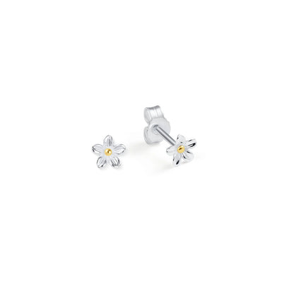 Tiny Flower Recycled Sterling Silver Earrings - Cotswold Jewellery