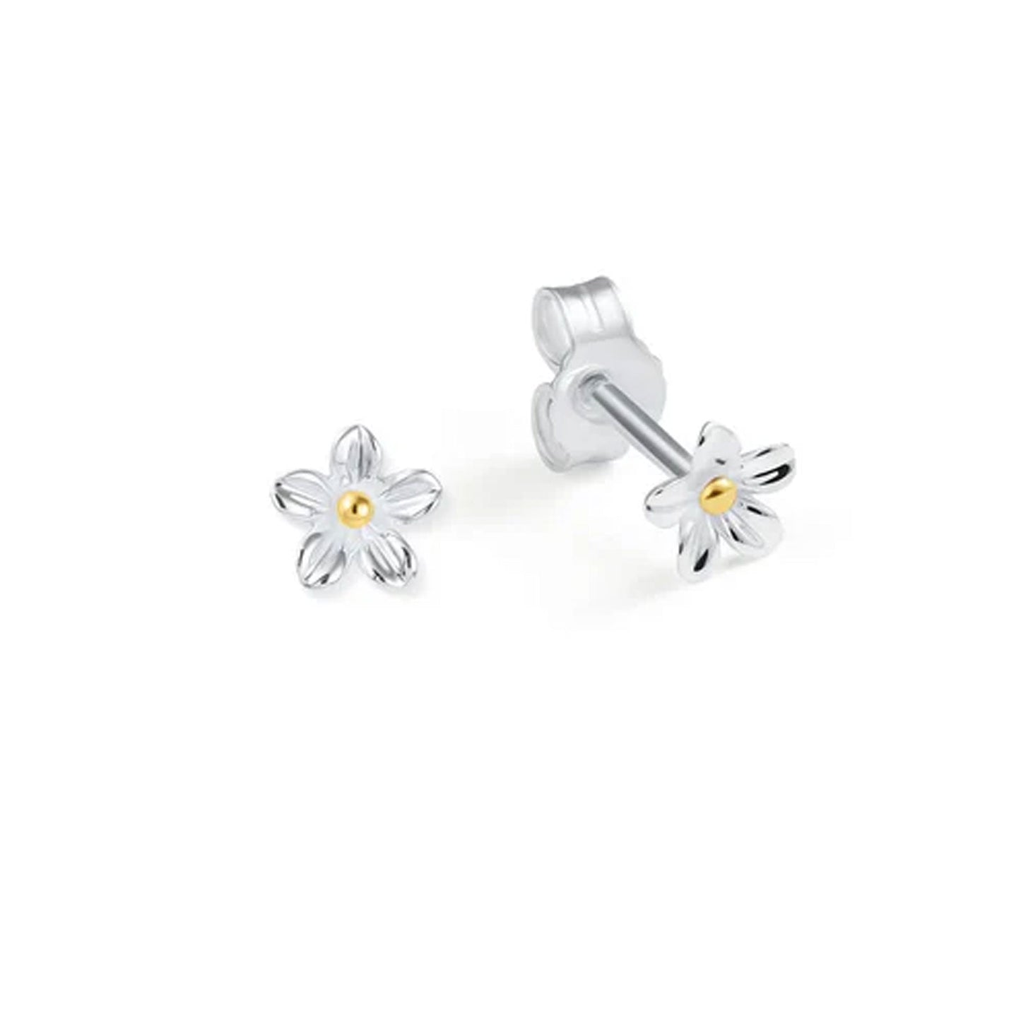 Tiny Flower Recycled Sterling Silver Earrings - Cotswold Jewellery