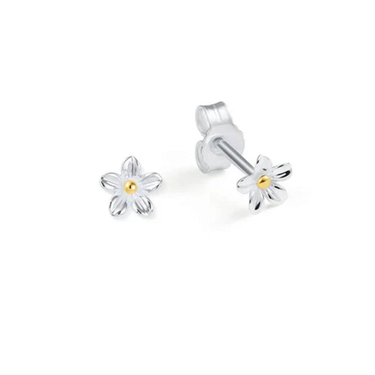 Tiny Flower Recycled Sterling Silver Earrings - Cotswold Jewellery