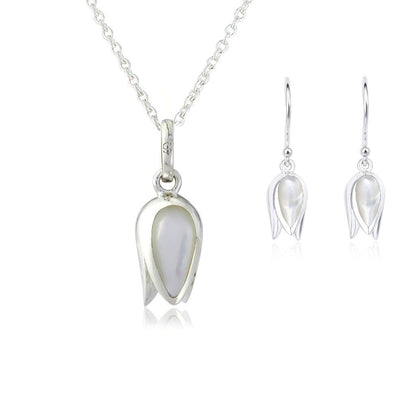 Tulip Mother of Pearl Necklace & Earrings - Cotswold Jewellery
