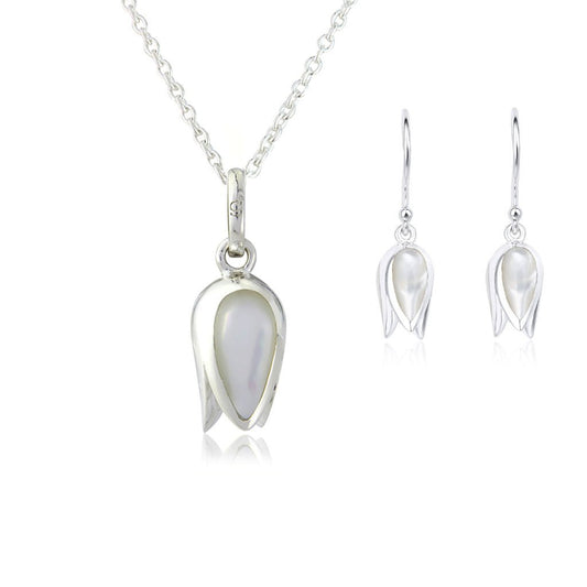 Tulip Mother of Pearl Necklace & Earrings - Cotswold Jewellery