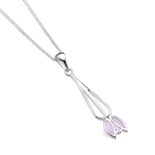 Pink Mother of Pearl & Silver Tulip Necklace