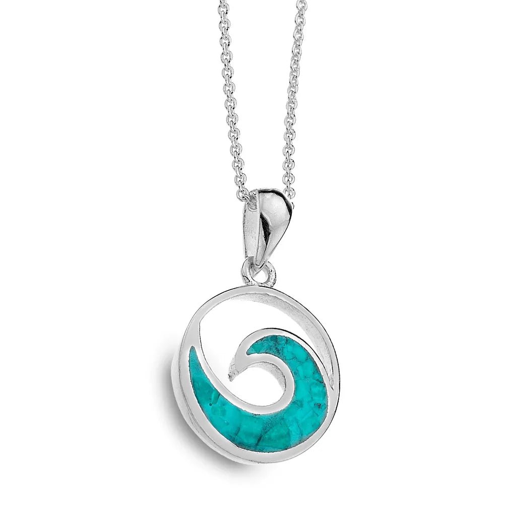 Turquoise Wave Sterling Silver Necklace - Cotswold Jewellery