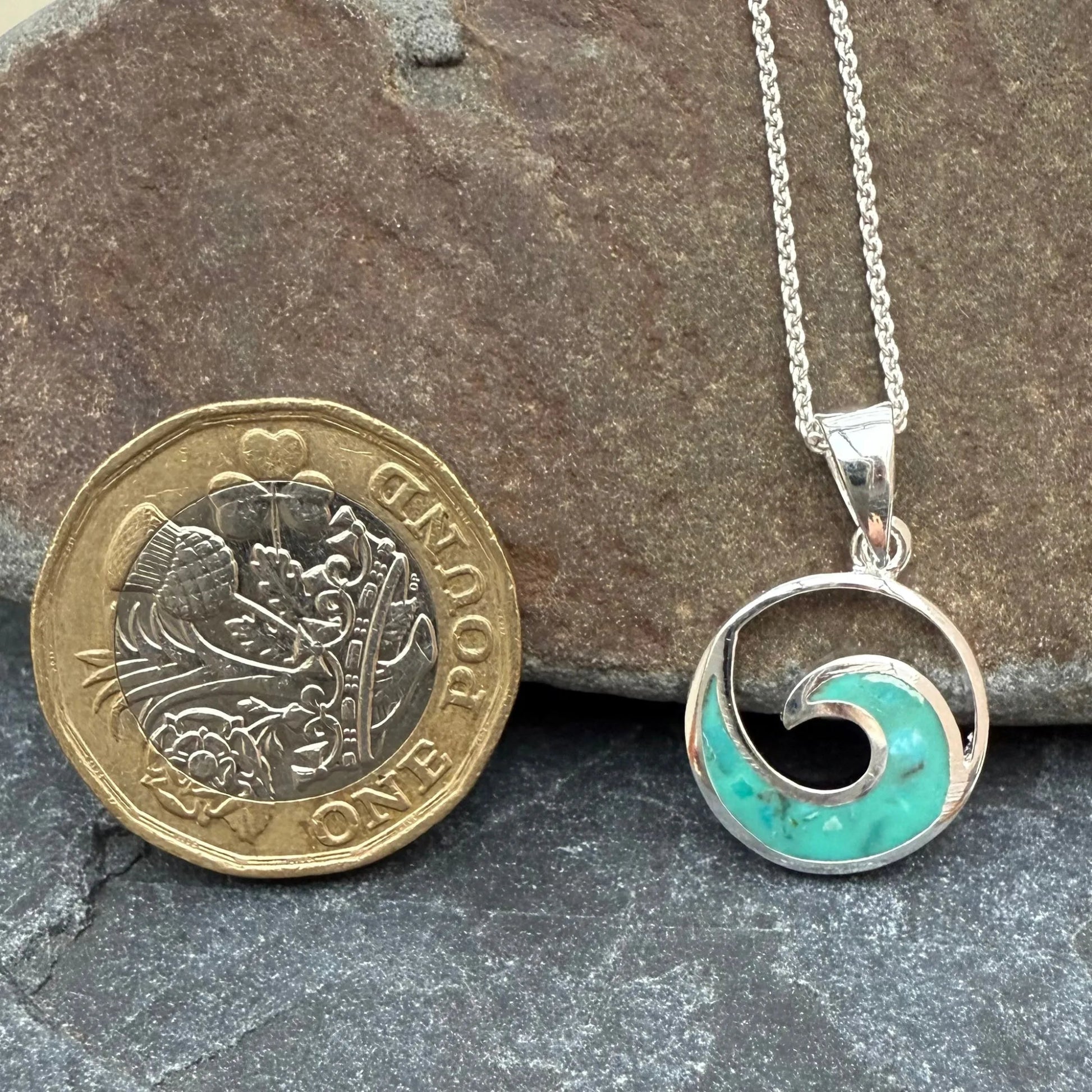 Turquoise Wave Sterling Silver Necklace - Cotswold Jewellery