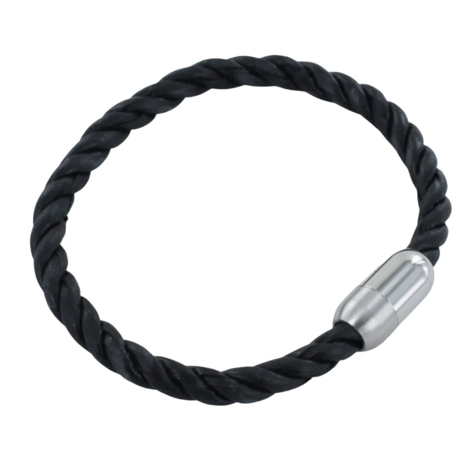 Twisted Bond Leather Black Bracelet - Cotswold Jewellery