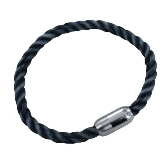 Twisted Bond Leather Blue Bracelet - Cotswold Jewellery