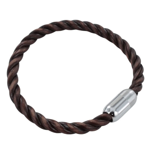 Twisted Bond Leather Brown Bracelet - Cotswold Jewellery