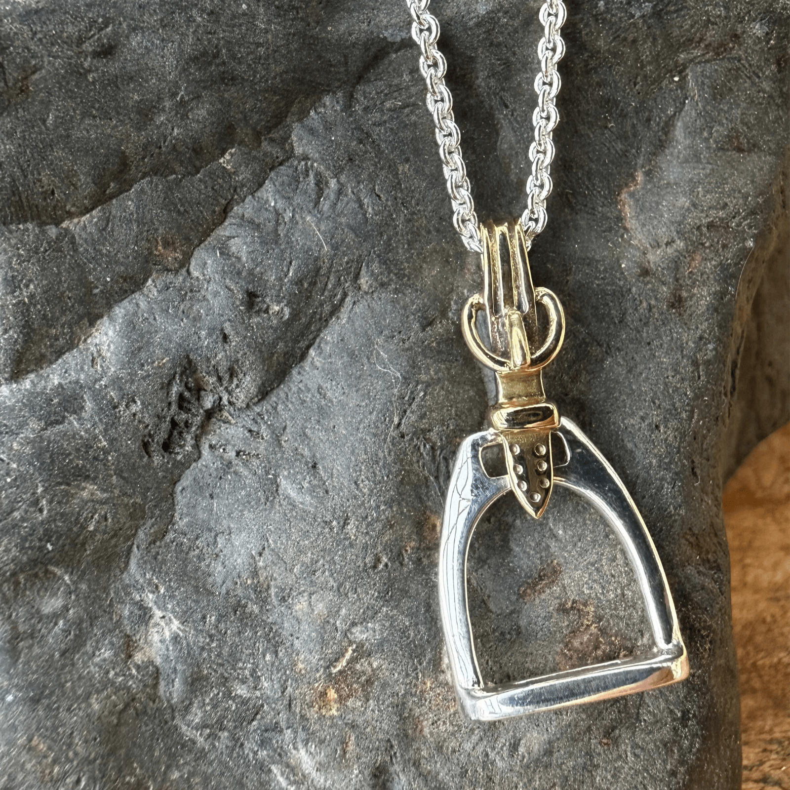 Two Tone Stirrup Necklace - Cotswold Jewellery