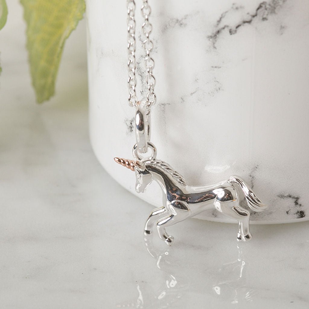 Unicorn Recycled Sterling Silver Necklace - Cotswold Jewellery