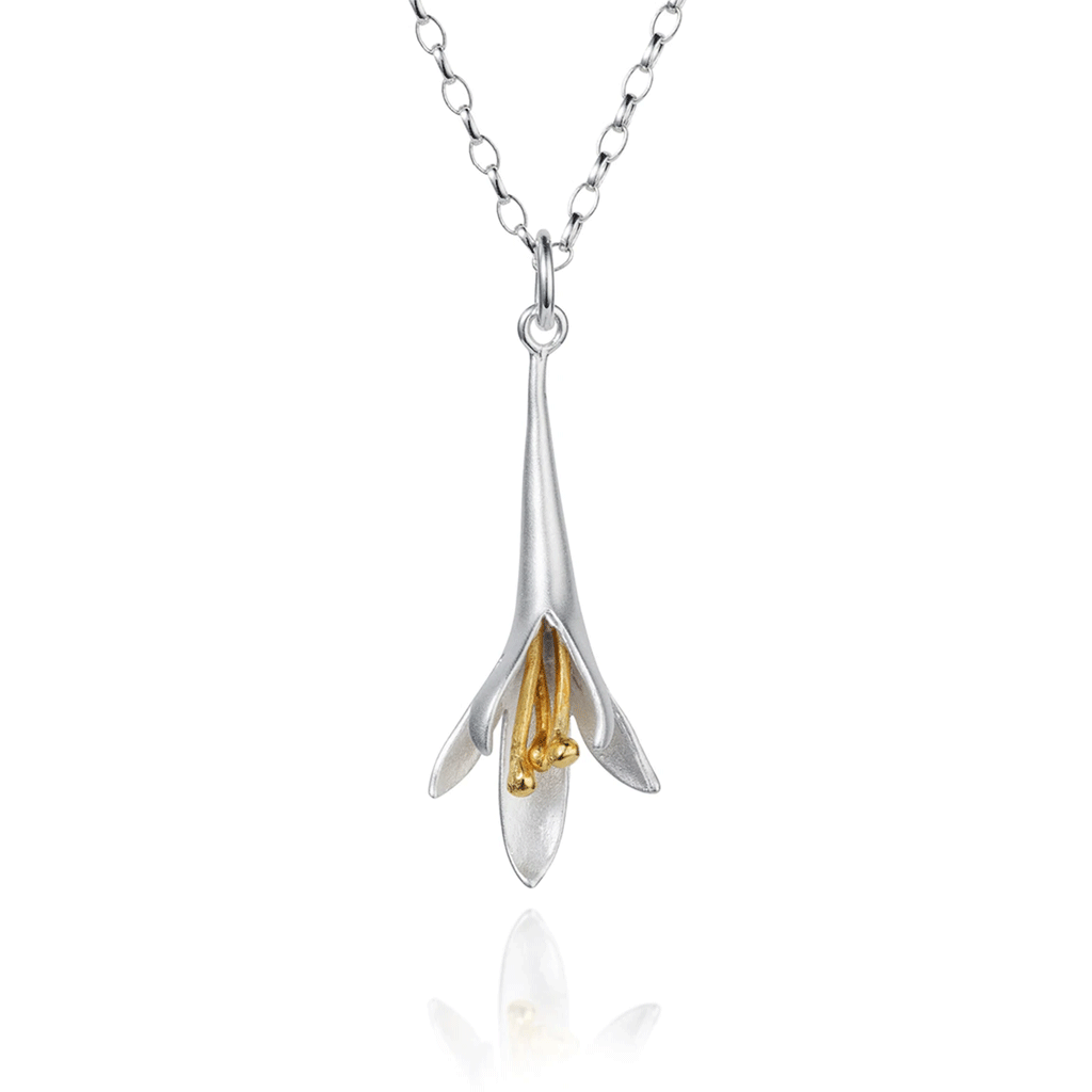 Unique Silver & Gold Fuchsia Pendant Necklace - Cotswold Jewellery