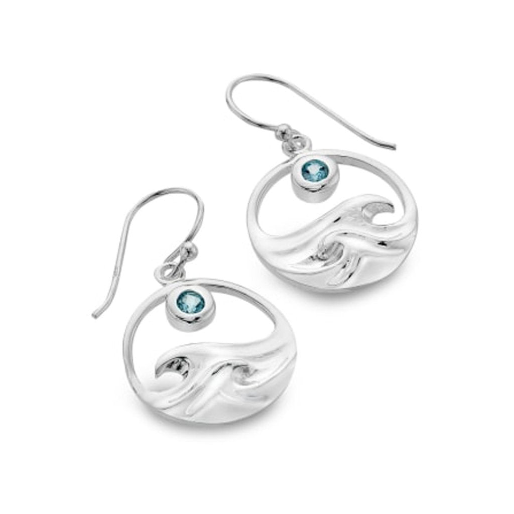 Wave Sterling Silver & Topaz Earrings - Cotswold Jewellery