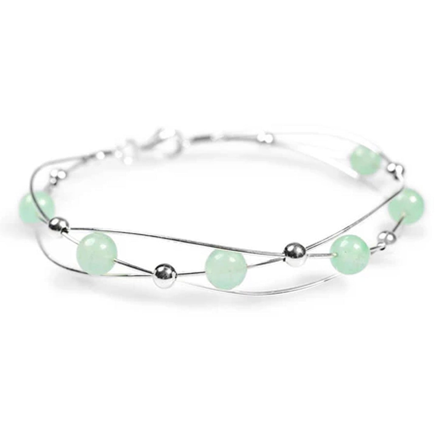 Weaved Bangle in Sterling Silver and Adventurine - Cotswold Jewellery