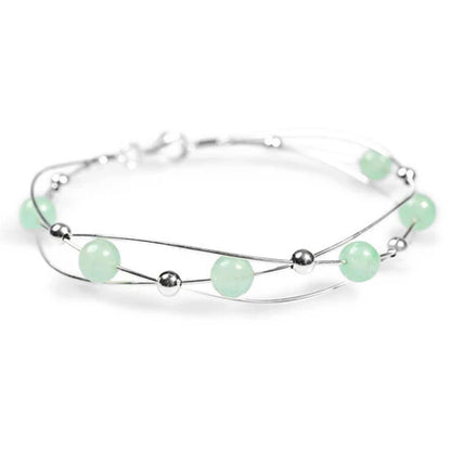 Weaved Bangle in Sterling Silver and Adventurine - Cotswold Jewellery