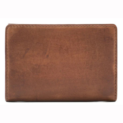 Brown leather wallet on a white background