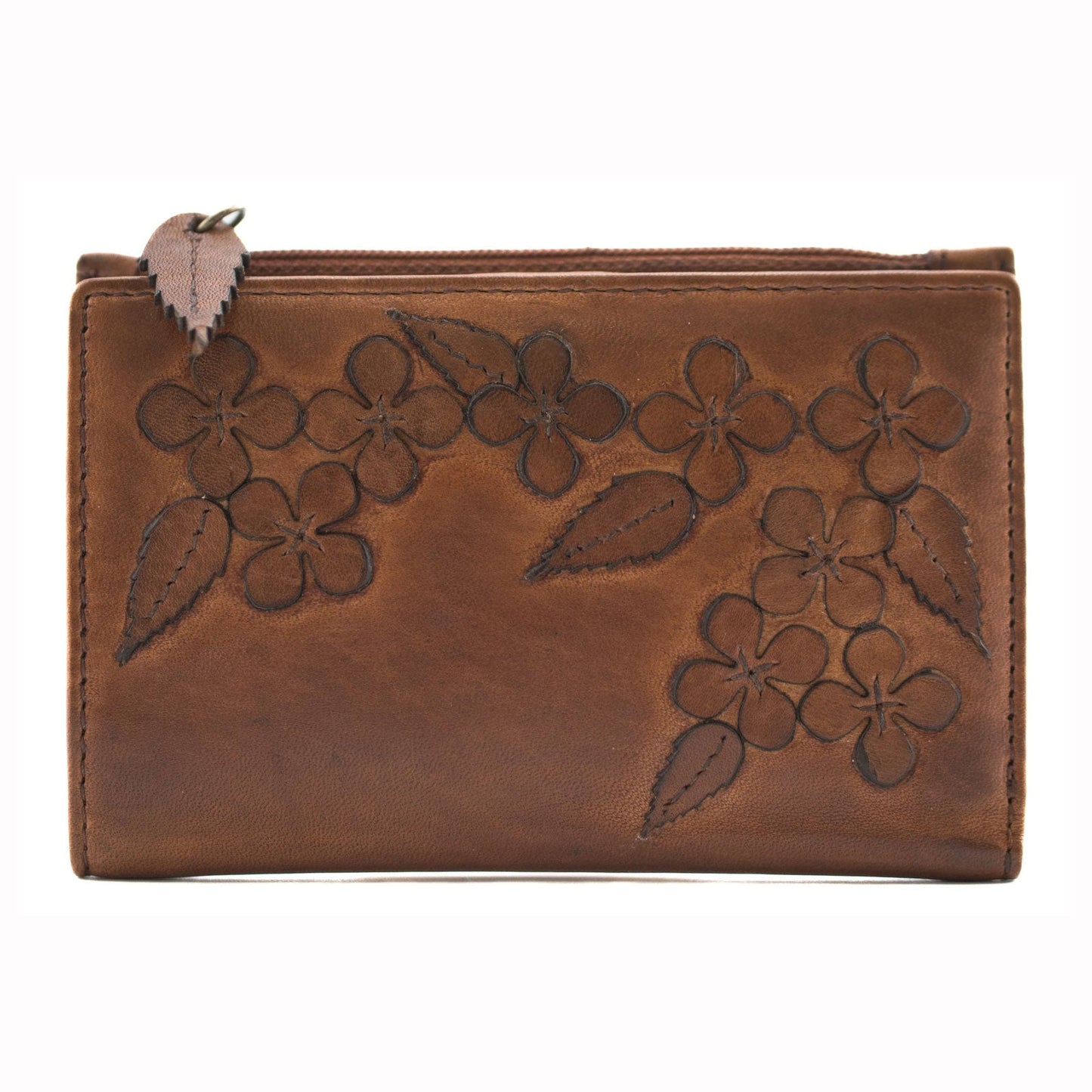 Wildbloom Tan Leather Compact Purse - Cotswold Jewellery