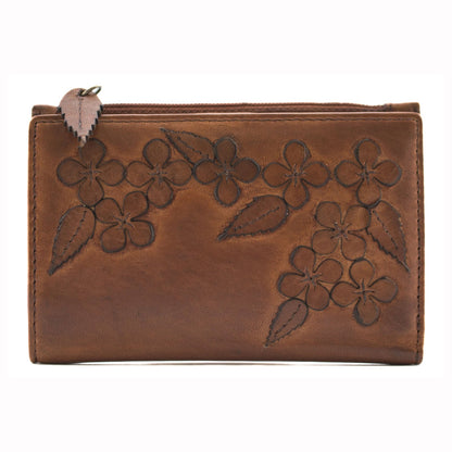 Wildbloom Tan Leather Compact Purse - Cotswold Jewellery