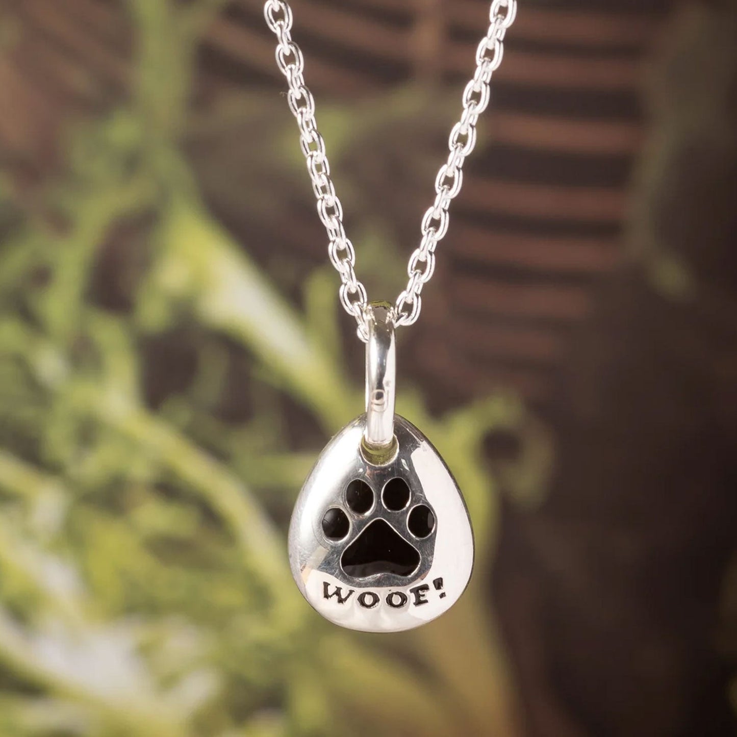 Woof Pebble Recycled Sterling Silver Necklace - Cotswold Jewellery