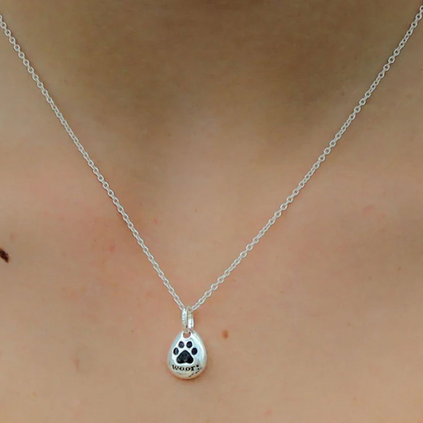 Woof Pebble Recycled Sterling Silver Necklace - Cotswold Jewellery