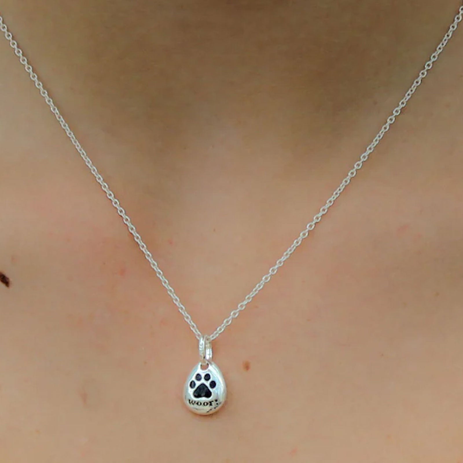 Woof Pebble Recycled Sterling Silver Necklace - Cotswold Jewellery
