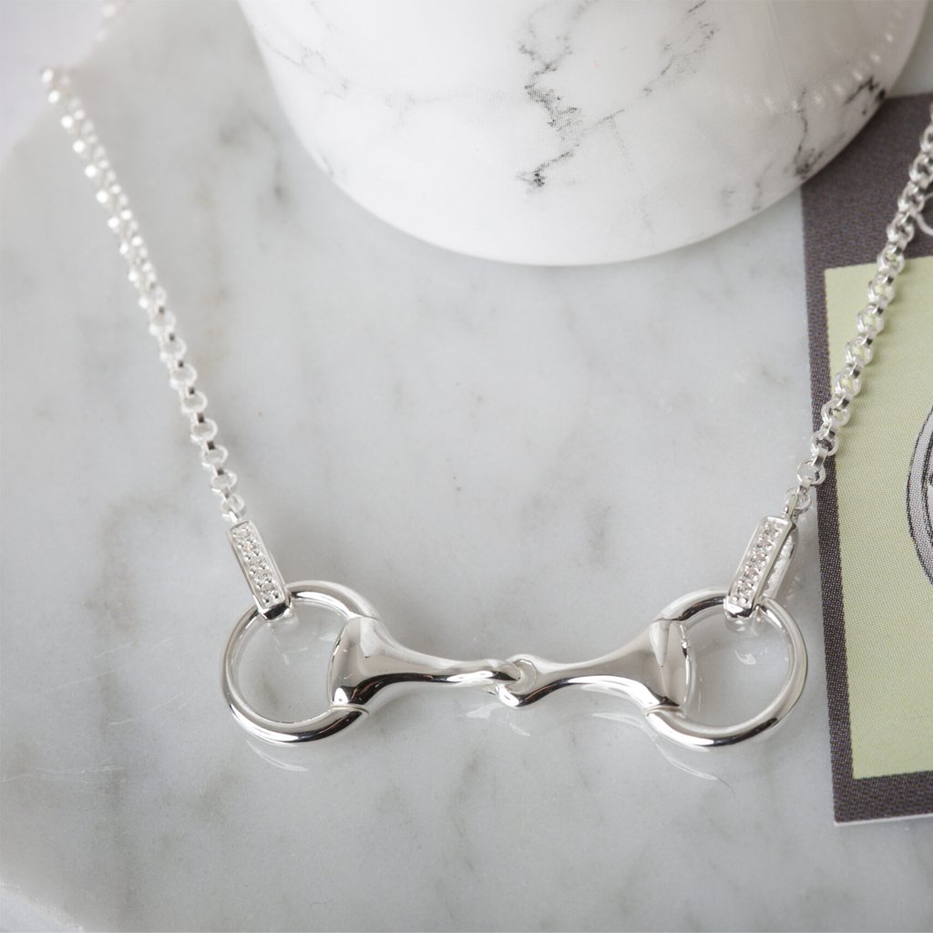 WOW Sparkly Snaffle Bit Recycled Sterling Silver Necklace - Cotswold Jewellery