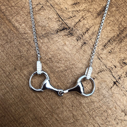 WOW Sparkly Snaffle Bit Recycled Sterling Silver Necklace - Cotswold Jewellery