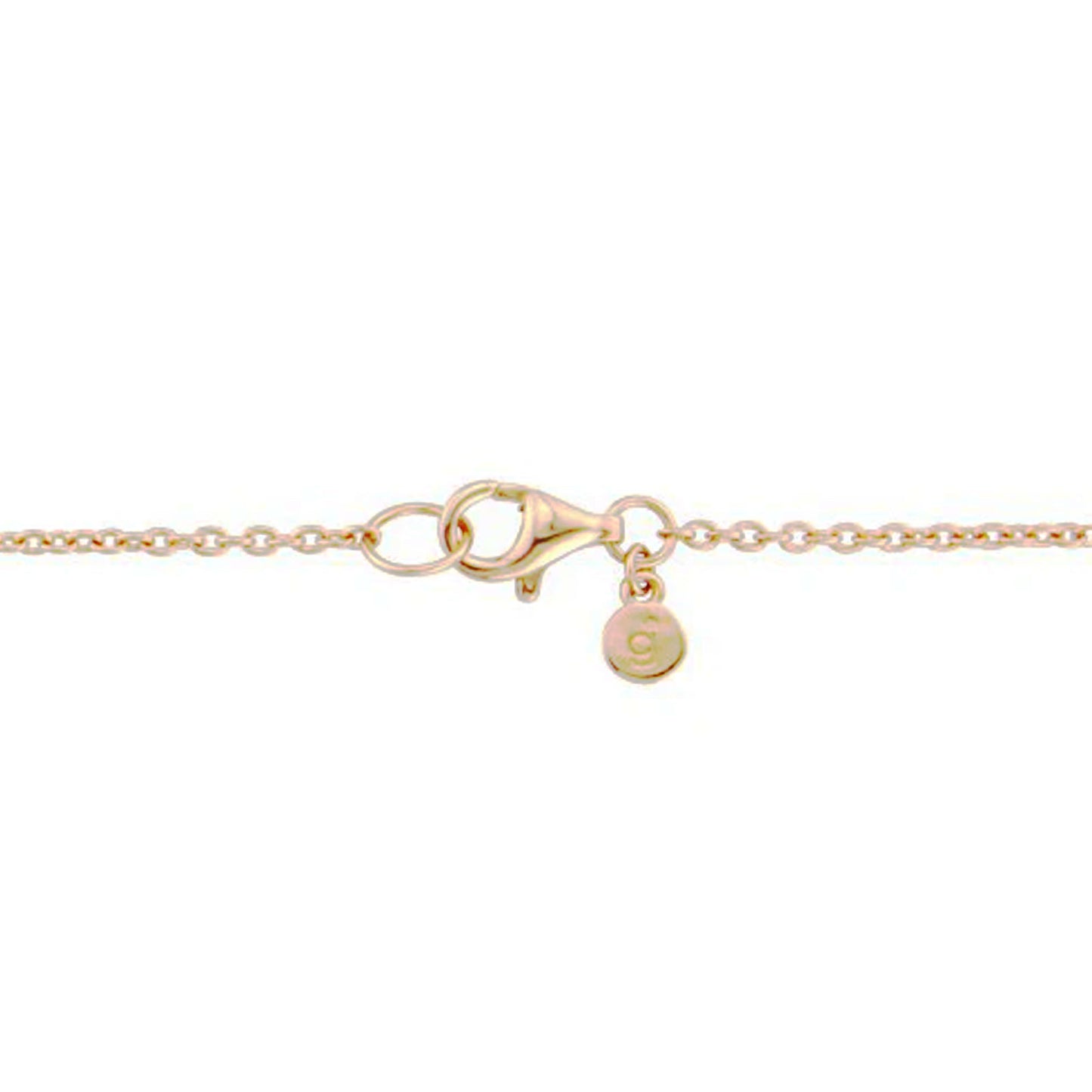 Gold bracelet with a clasp and round charm on a white background
