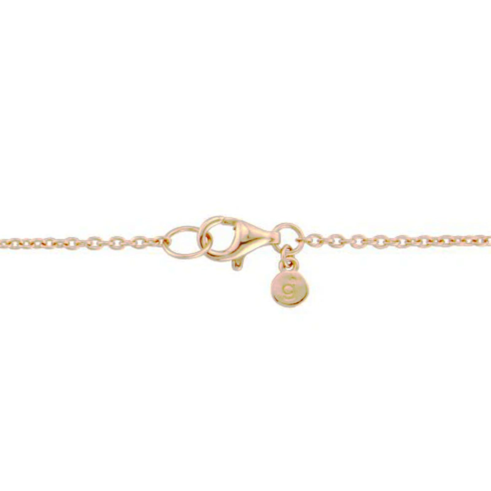 Gold bracelet with a clasp and round charm on a white background