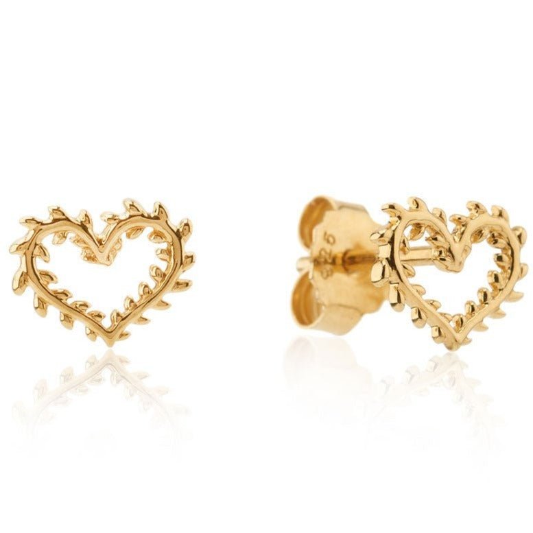 Yellow Gold Heart Earrings - Cotswold Jewellery