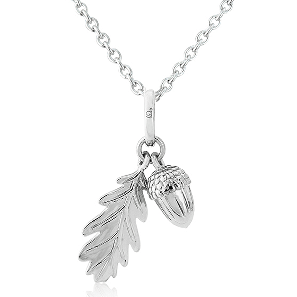 Acorn & Leaf Recycled Sterling Silver Necklace - Cotswold Jewellery