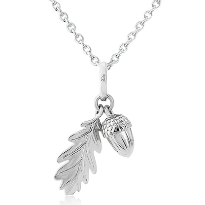 Acorn & Leaf Recycled Sterling Silver Necklace - Cotswold Jewellery