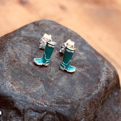 Green Wellies Stud Earrings - Cotswold Jewellery
