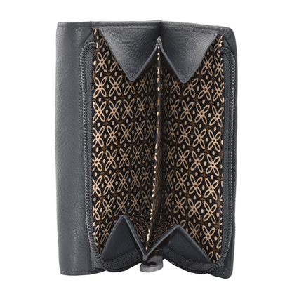 Horses Trifold Leather Purse Grey - Cotswold Jewellery