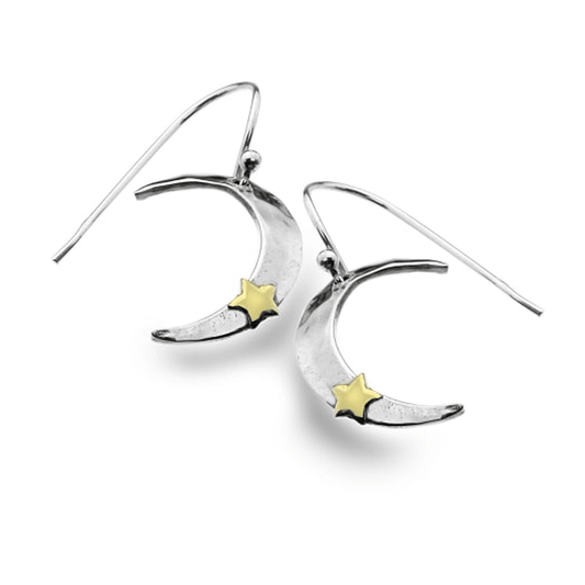 Moon & Stars Sterling Silver Earrings - Cotswold Jewellery