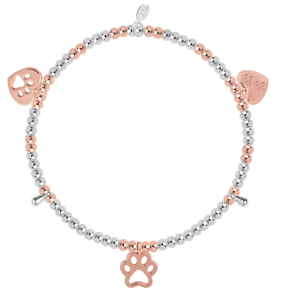 Joma Jewellery Pets Leave Paw Prints Charm Bracelet Cotswold