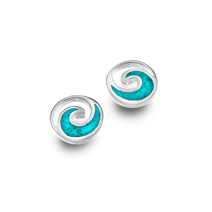 Wave Turquoise Sterling Silver & Turquoise Stone Earrings - Cotswold Jewellery
