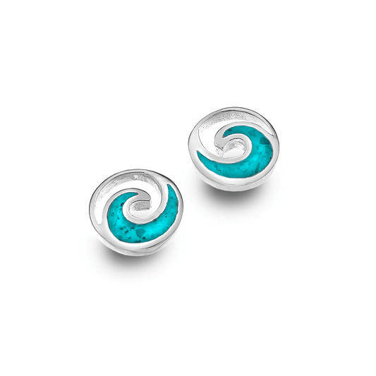 Wave Turquoise Sterling Silver & Turquoise Stone Earrings - Cotswold Jewellery